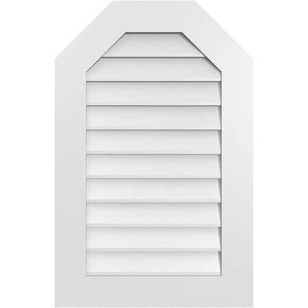 Ekena Millwork Octagonal Top Surface Mount PVC Gable Vent w/ 3-1/2"W x 1"P Standard Frame, 22"W x 34"H GVPOT22X3401SN